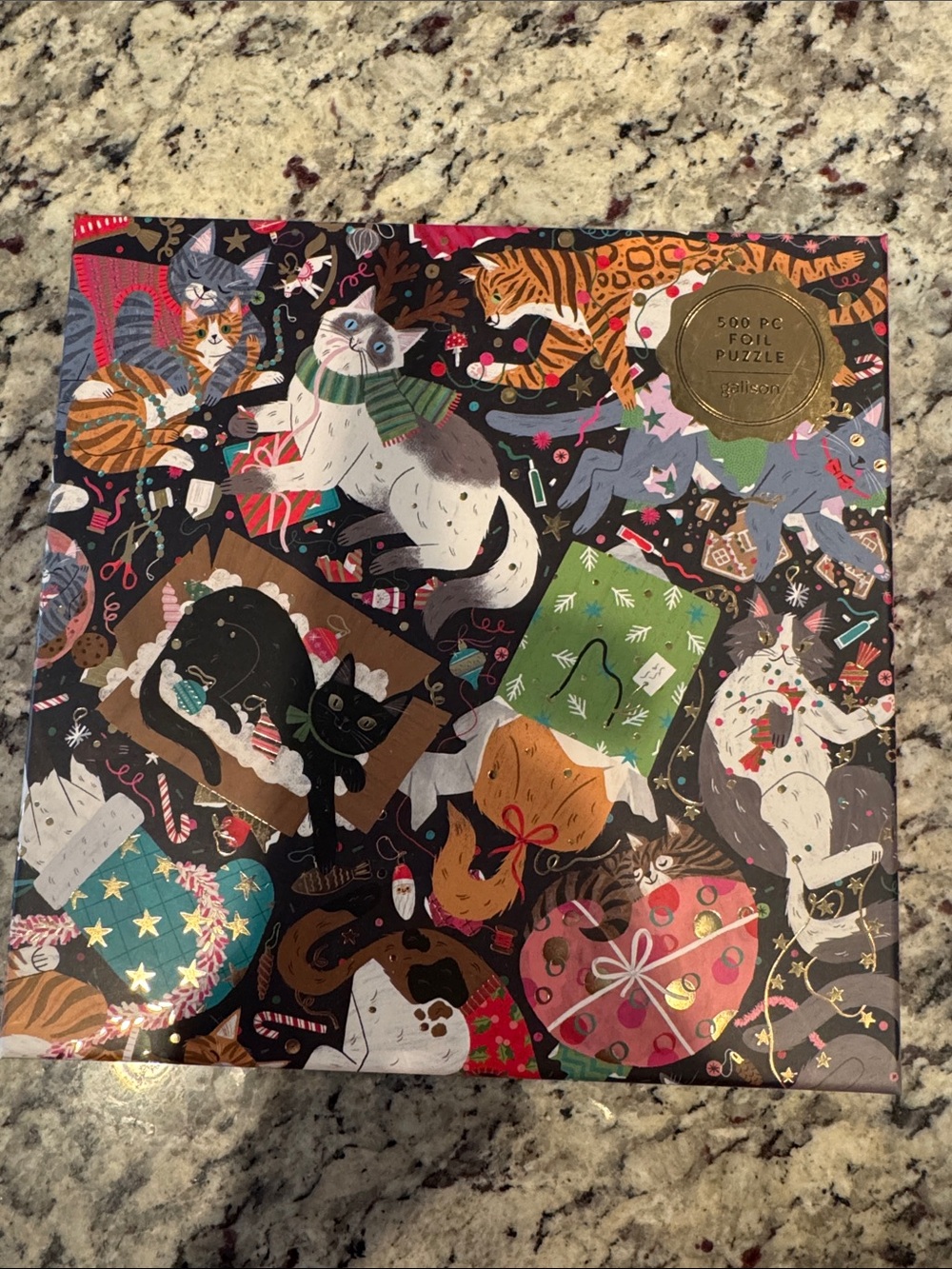 Galison 500 piece “Catmas Chaos” jigsaw puzzle